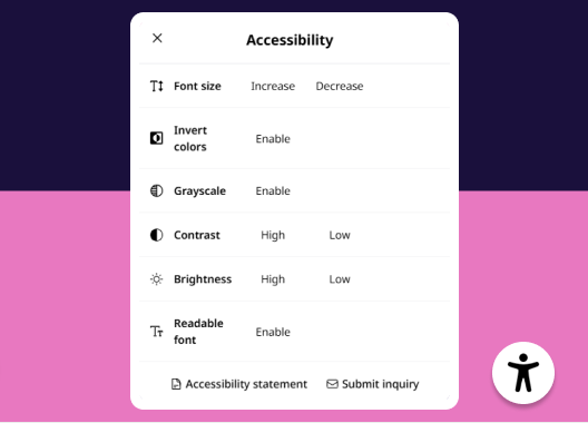 Website accessibility toolbar